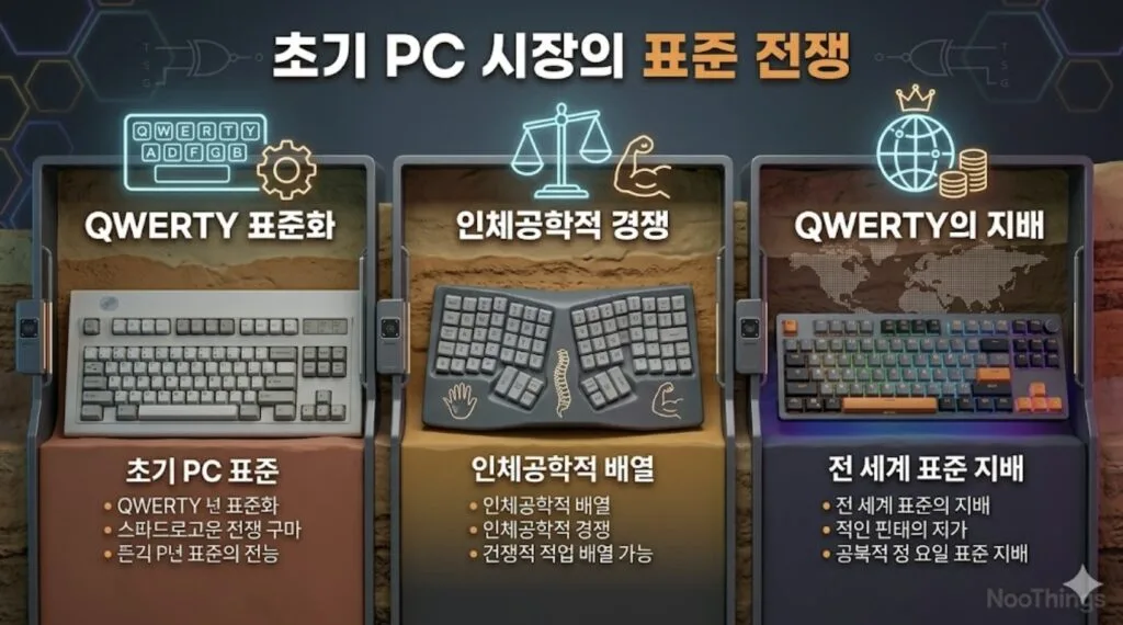 기계식 키보드 초기 PC 시장의 표준 전쟁: QWERTY 표준화와 인체공학 키보드 경쟁