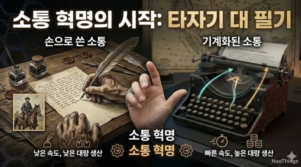 타자기 역사 - 손글씨와 타자기 비교: 느린 수작업에서 빠른 대량 생산으로