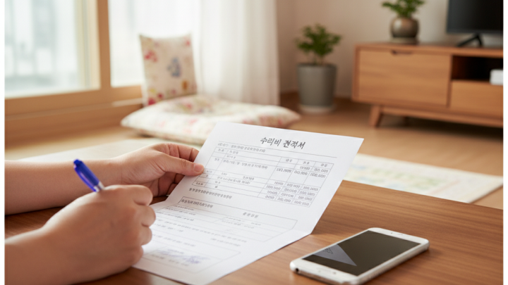 집주인 수리 거부 대응 - 내용증명 문서와 수리 견적서
